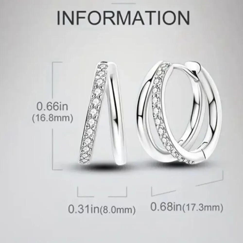 Earrings 925 Sterling Silver with crystal design